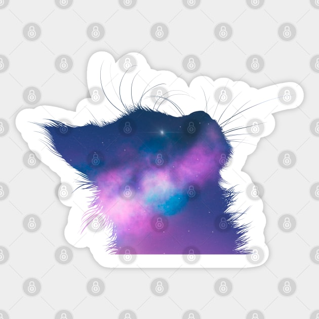 Abstract Galaxy Cat Sticker by angiepaszko